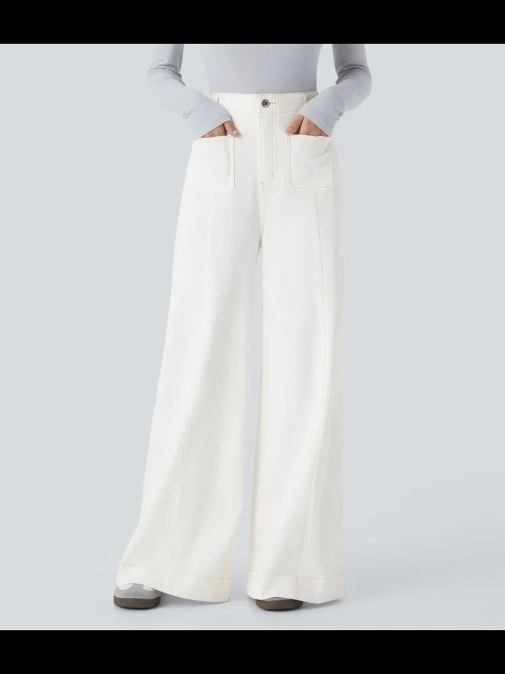 HALARA High-Rise Wide-Leg Pants in White  NEVER USED